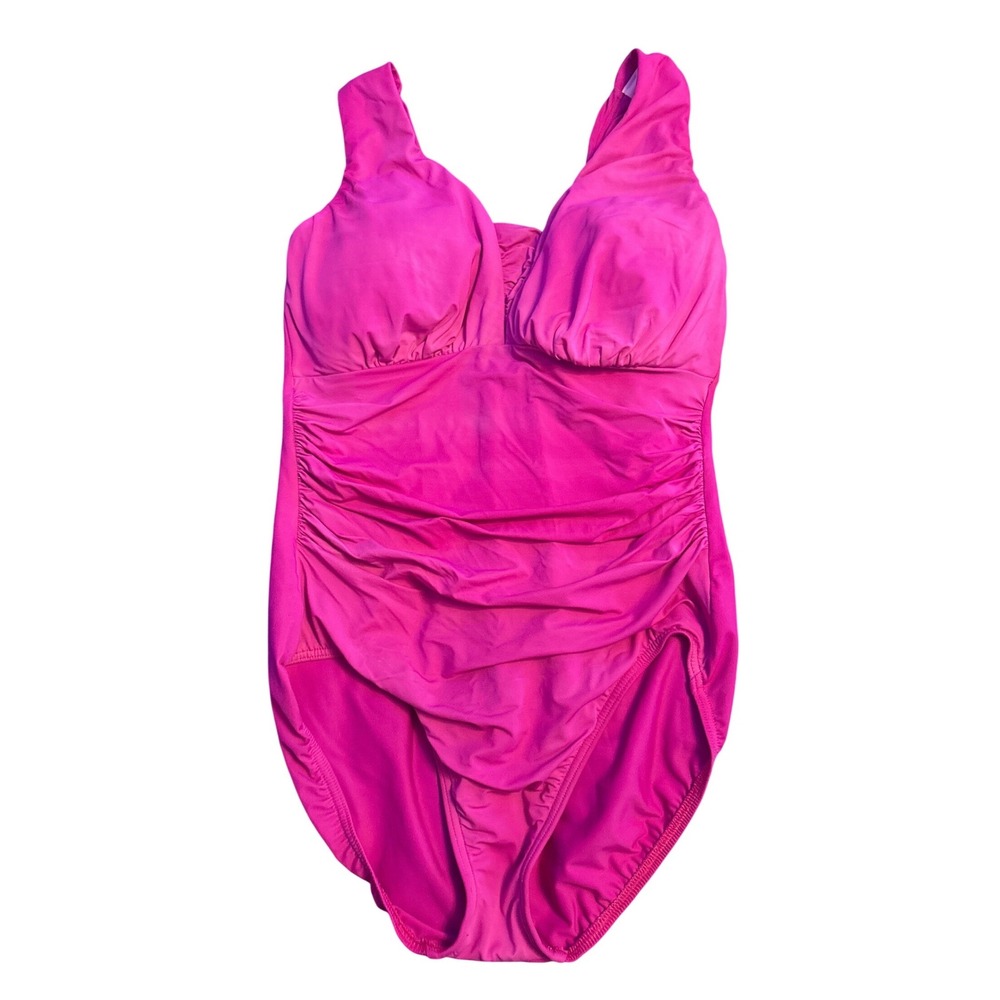 Miraclesuit Women's Pink Ruched Tummy Control One Piece Swimsuit, Size 6‎